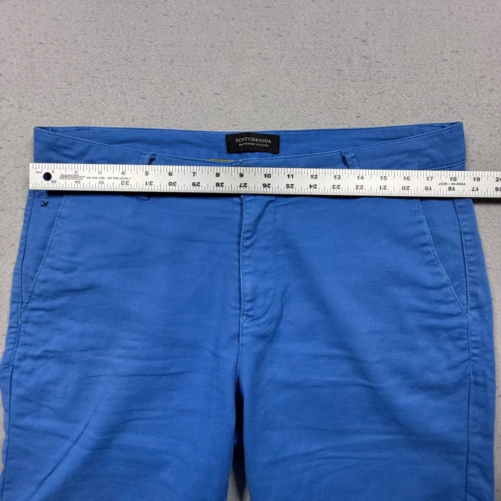 Scotch & Soda Mens Blue Cotton Chino Shorts Flat Front Casual 36